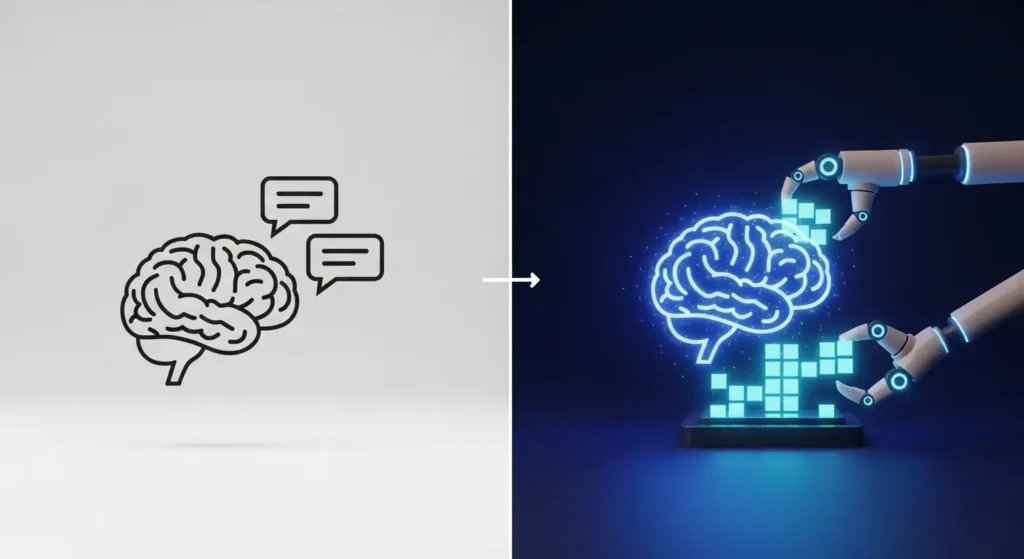 How to Use the Llama 3.1 API for Real-Time Function Calling? 1 An illustration comparing a passive AI that only talks with an active Llama 3.1 AI agent that can build and do things.
