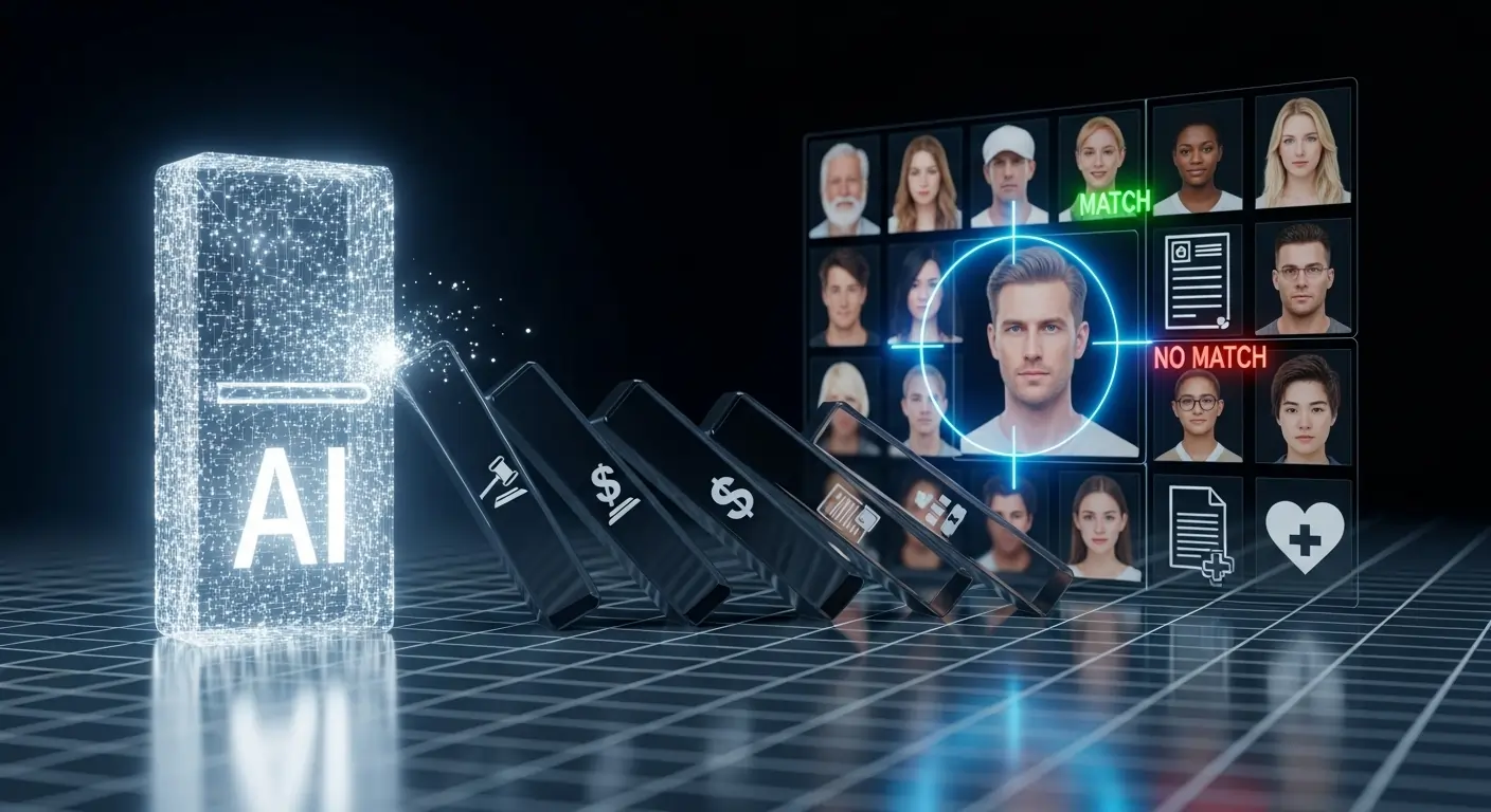 Understanding AI Bias: Why It Happens and How to Fight It 3 A facial recognition grid failing to identify a woman of color, illustrating a common example of AI bias in technology.