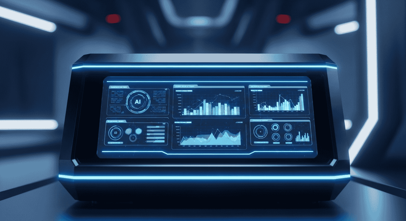 Are AI Detectors Accurate? We Tested Them, and the Answer is Complicated 1 A futuristic AI control panel with a holographic interface displaying complex data analysis, charts, and financial graphs in a command center.