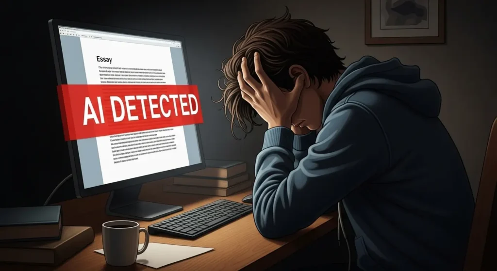 Is ZeroGPT Accurate? 98% Accurate or 98% Speculation? 5 A writer looking stressed as their computer screen incorrectly flags their human-written work as AI-generated.