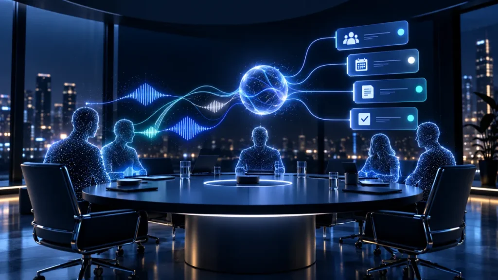 Original editorial illustration of an AI-assisted workflow; not a product screenshot